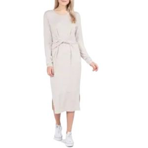 Threads & States Brushed Hacci Twist Front Dress in Heather Oatmeal NWT